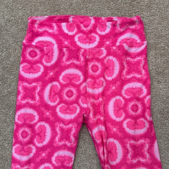 LuLaRoe Pink and White Design One Size Leggings - OS - Picture 2 of 5